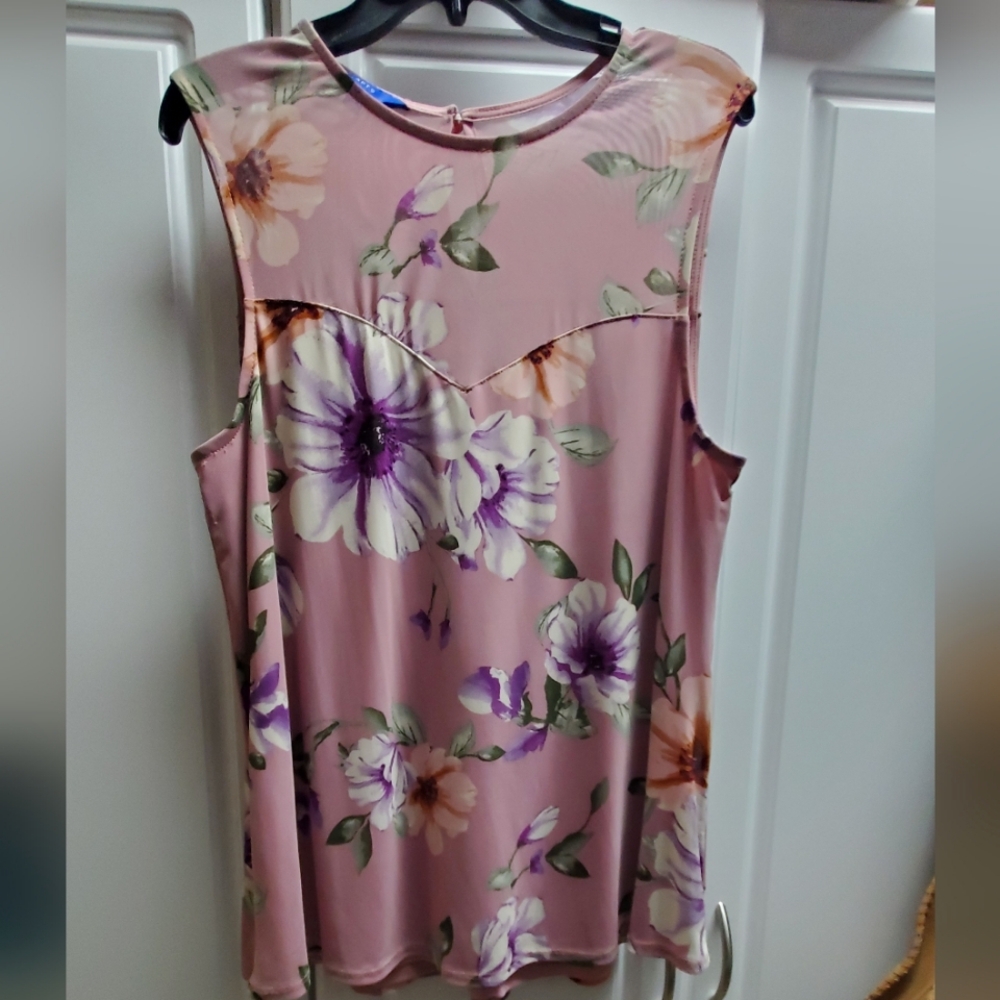 Apt 9 Floral Sleeveless Top - Pink and Purple